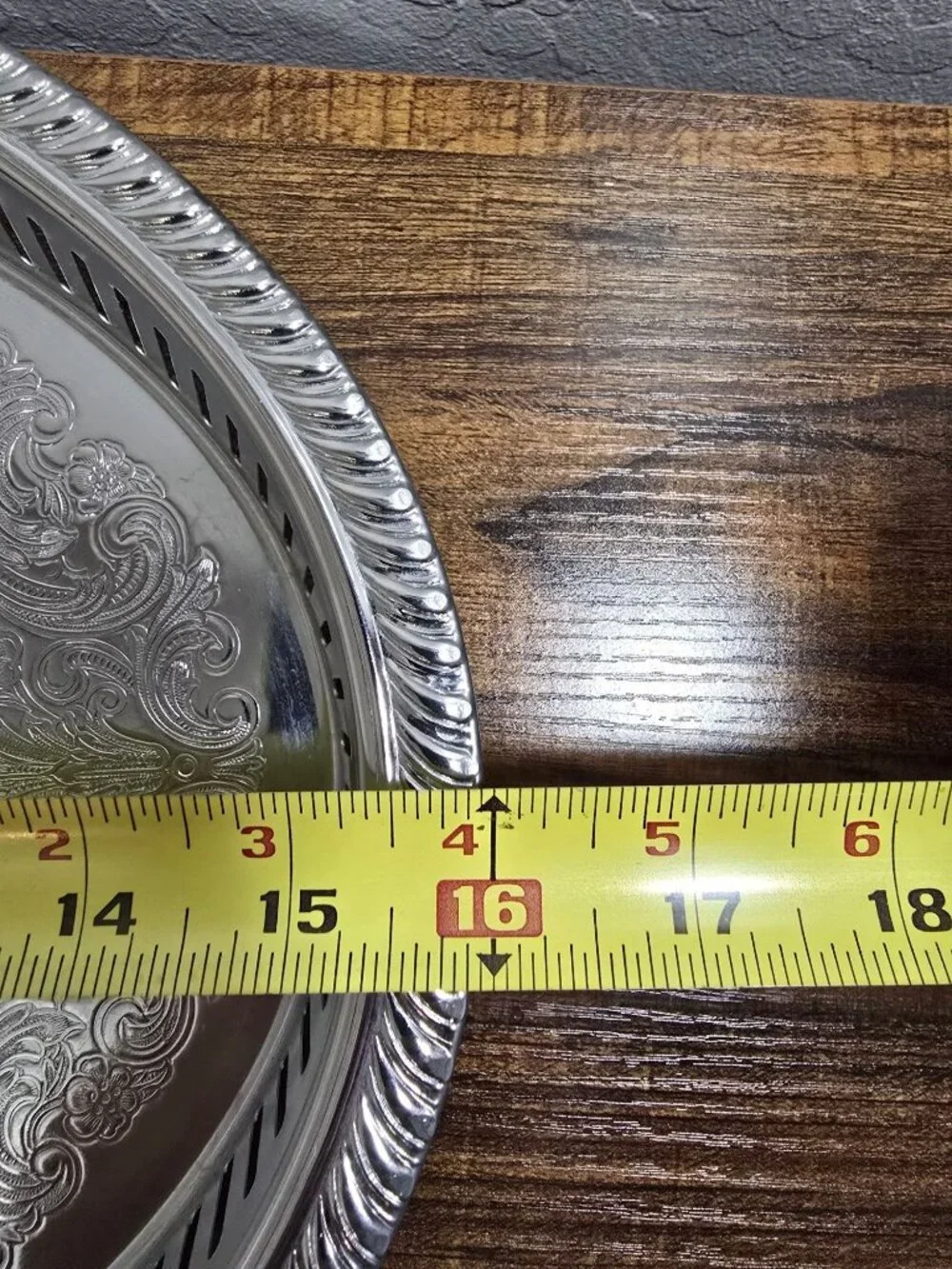 Vintage Irvinware Silver Oval Serving Tray Etched Design & Reticulated 16